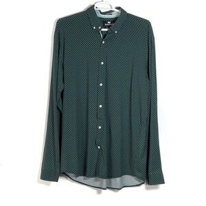 Buttercloth Button Down Shirt Mens 3XL Tall Green‎ Geo Print Icy Cotton